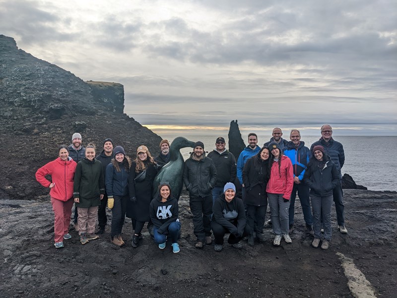 Group photo after touring facilities on the Reykjanes peninsula.